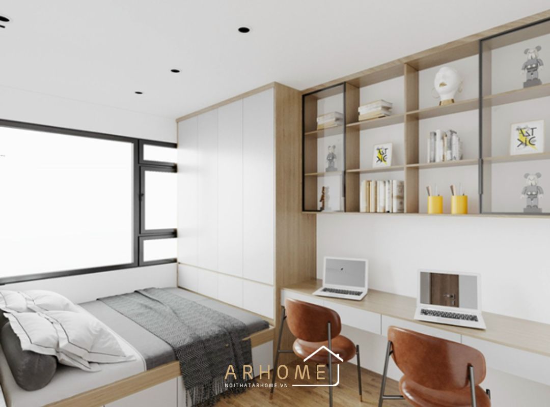 Giường ngủ gỗ melamine - căn hộ chung cư