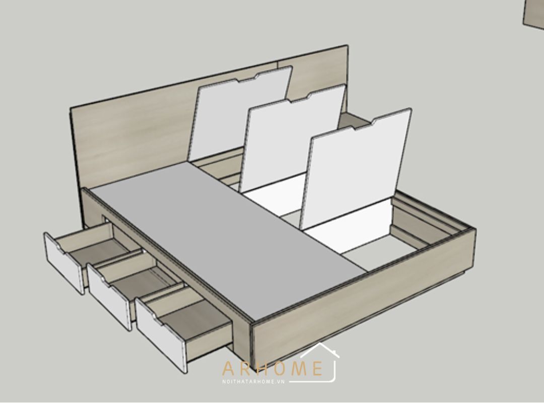 Giường ngủ gỗ melamine có hộc ngăn kéo