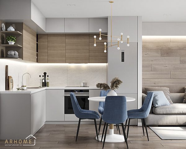 Mẫu tủ bếp chữ L nhỏ đẹp dành cho căn hộ chung cư