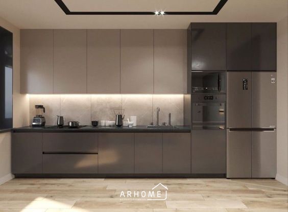 Mẫu tủ bếp đẹp hình chữ I cho nhà phố