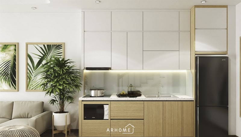Thiết kế bếp chữ I với kích thước phù hợp