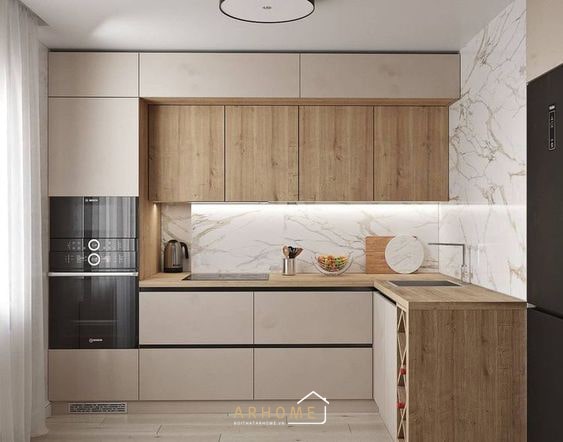 Thiết kế tủ bếp hình chữ L phù hợp với không gian