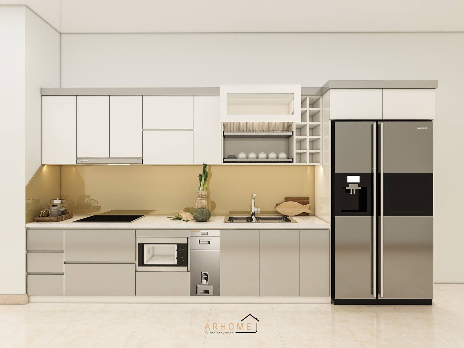 Tủ bếp chữ I bằng nhựa dài 3m
