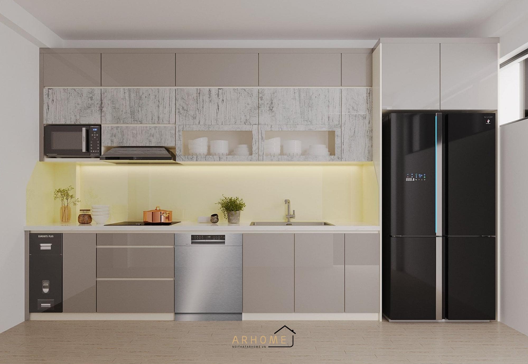 Tủ bếp Picomat cánh Melamine kịch trần