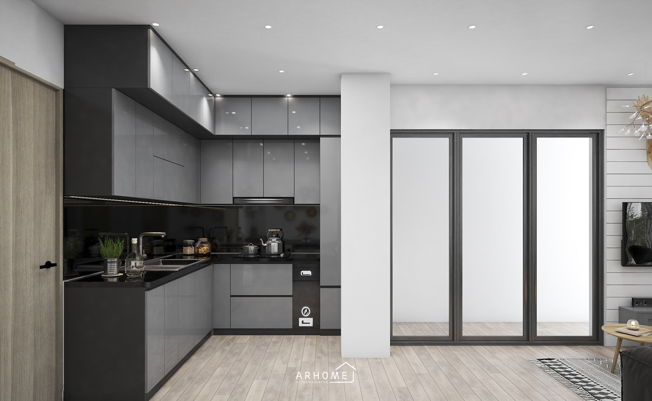 Tủ bếp thông minh phủ Acrylic tạo độ bóng