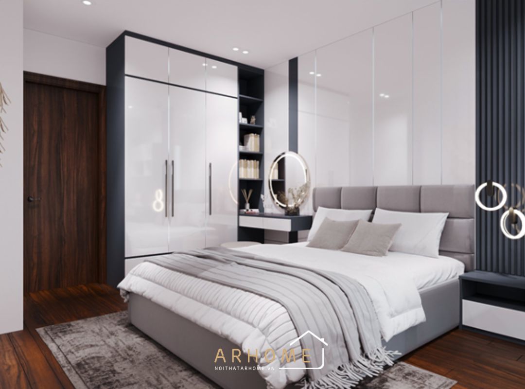 Giường ngủ gỗ công nghiệp bọc nỉ cao cấp