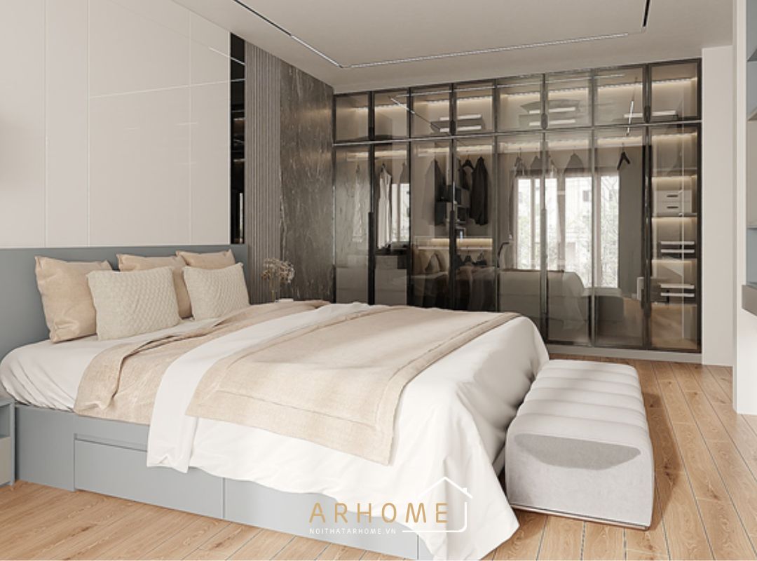 giường ngủ gỗ công nghiệp MDF hoa văn sắc sảo