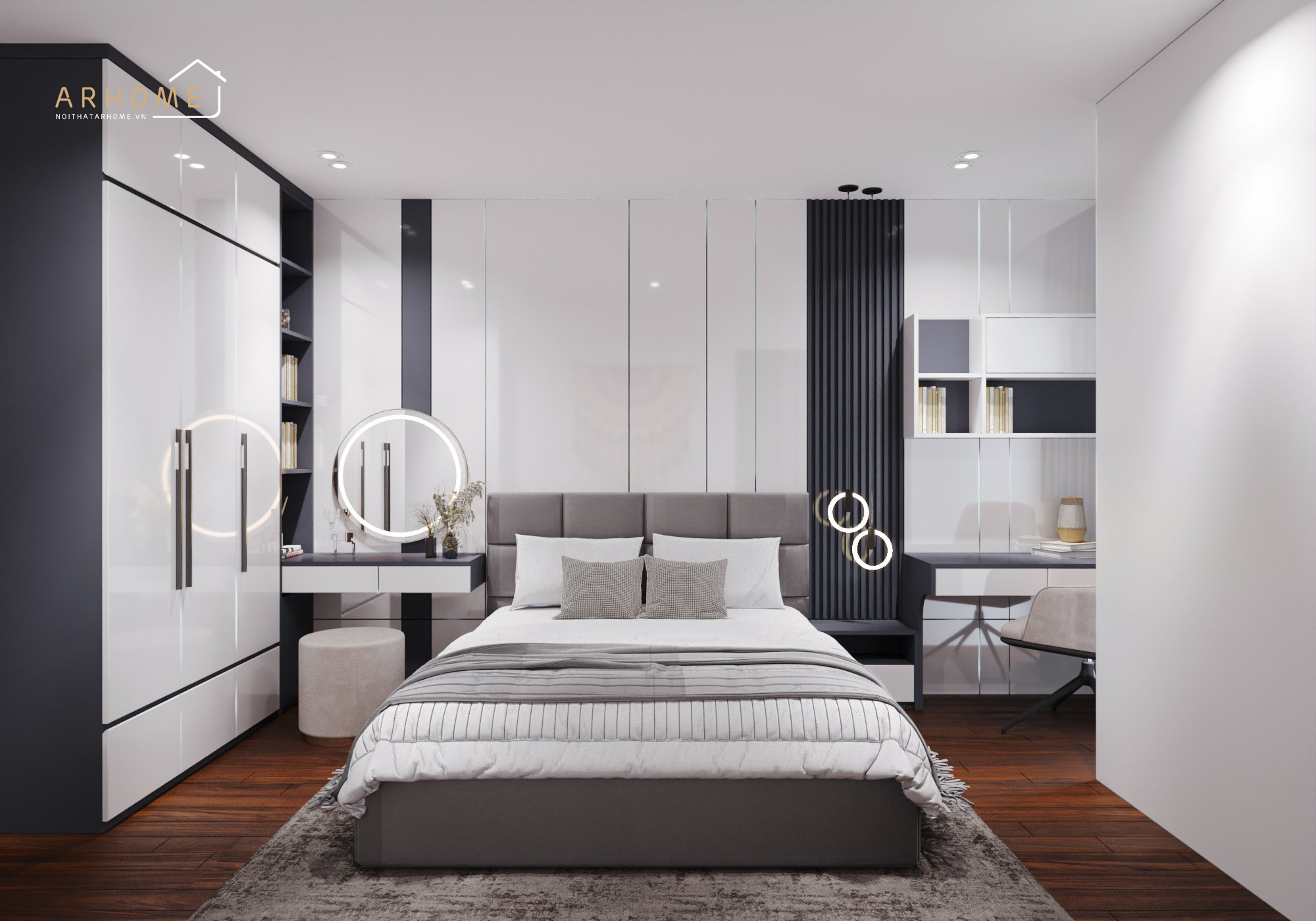 Kiểu giường ngủ đẹp trang trí với nệm đầu giường