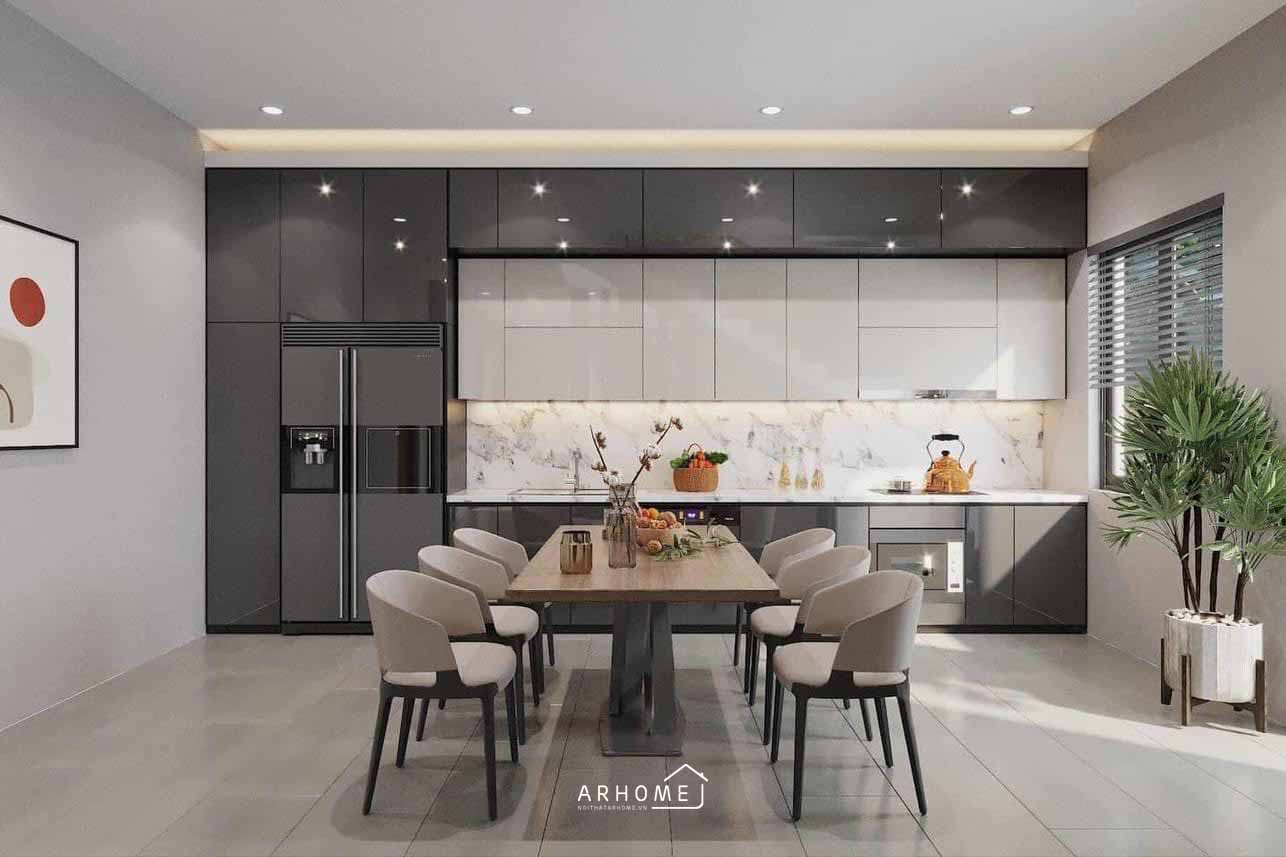Mẫu tủ bếp nhựa chống nước hình chữ I