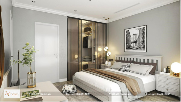 Phòng thay đồ kết hợp cửa kính sóng mờ