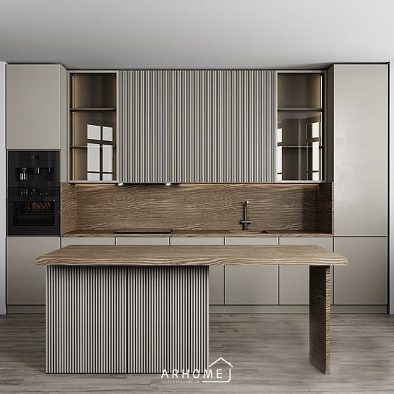 Tủ bếp chữ I dài 4m bằng gỗ công nghiệp MDF