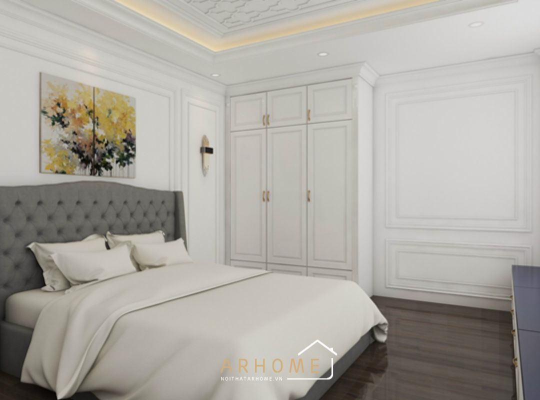 Tủ gỗ tân cổ điển 3 cánh, có kiểu dáng đơn giản nhưng vẫn rất sang trọng.